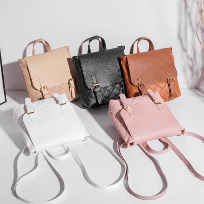 Women Fashion Simple Vacation Beach Large Capacity Straw Woven Magnetic Button Flap Backpack