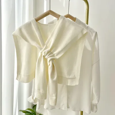 Women Fashion Solid Color Knitted Shawl Cross Scarf