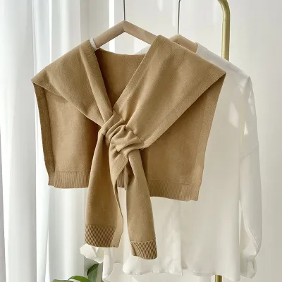 Women Fashion Solid Color Knitted Shawl Cross Scarf