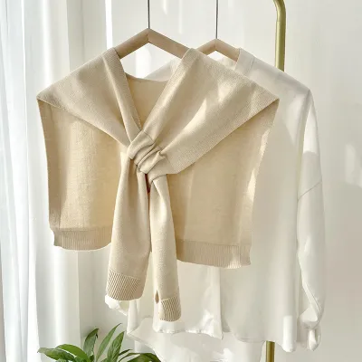 Women Fashion Solid Color Knitted Shawl Cross Scarf