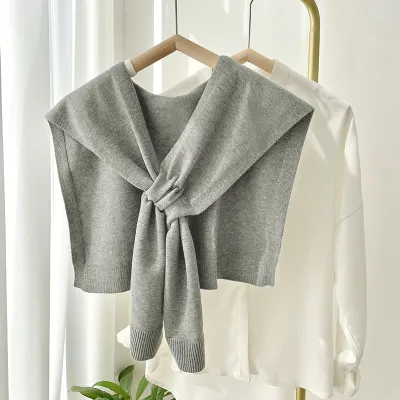 Women Fashion Solid Color Knitted Shawl Cross Scarf