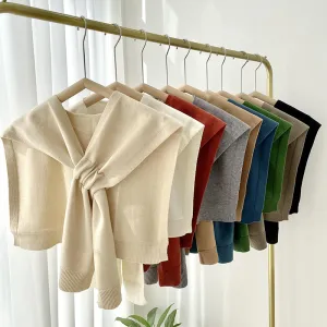 Women Fashion Solid Color Knitted Shawl Cross Scarf