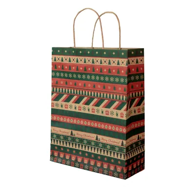 Christmas Cartoon Print Portable Storage Gift Tote Bag Customizable