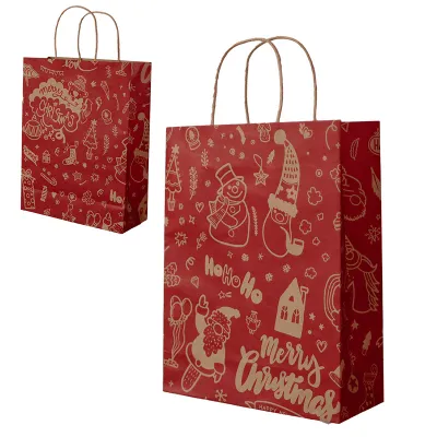 Christmas Cartoon Print Portable Storage Gift Tote Bag Customizable