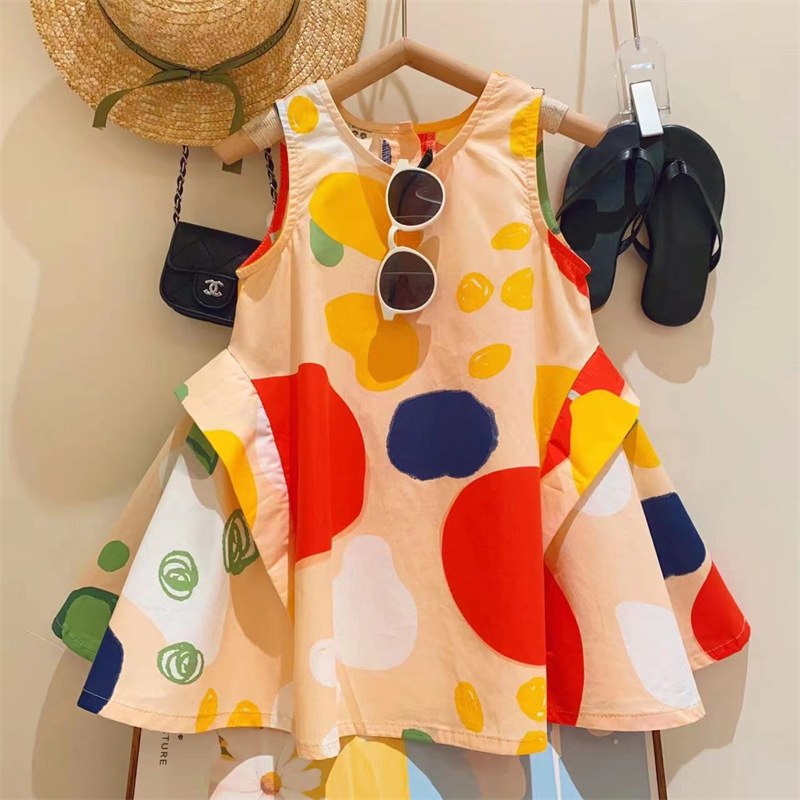 KIDS ROUND NECK TIERED DRESS 12-14 GRAFFITI THE WORLD