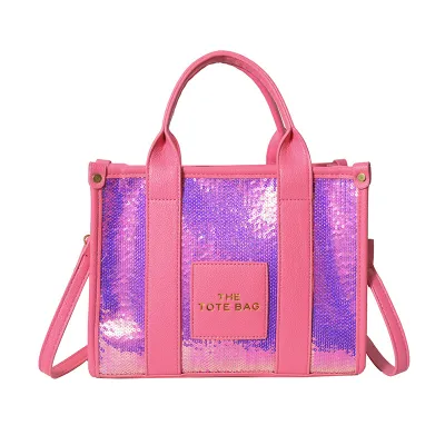 Women Fashion Sequin Large Capacity Zipper Shoulder Crossbody Bag