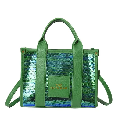 Women Fashion Sequin Large Capacity Zipper Shoulder Crossbody Bag