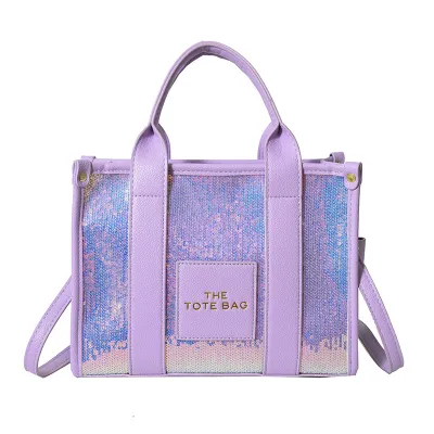 Women Fashion Sequin Large Capacity Zipper Shoulder Crossbody Bag