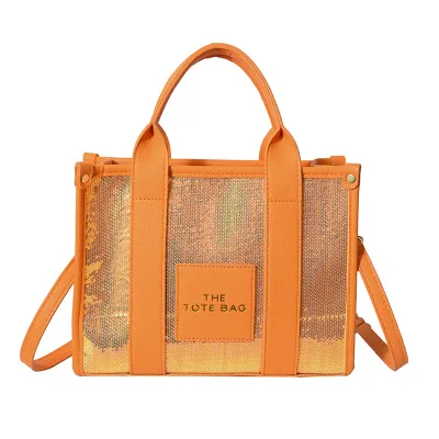 Women Fashion Sequin Large Capacity Zipper Shoulder Crossbody Bag