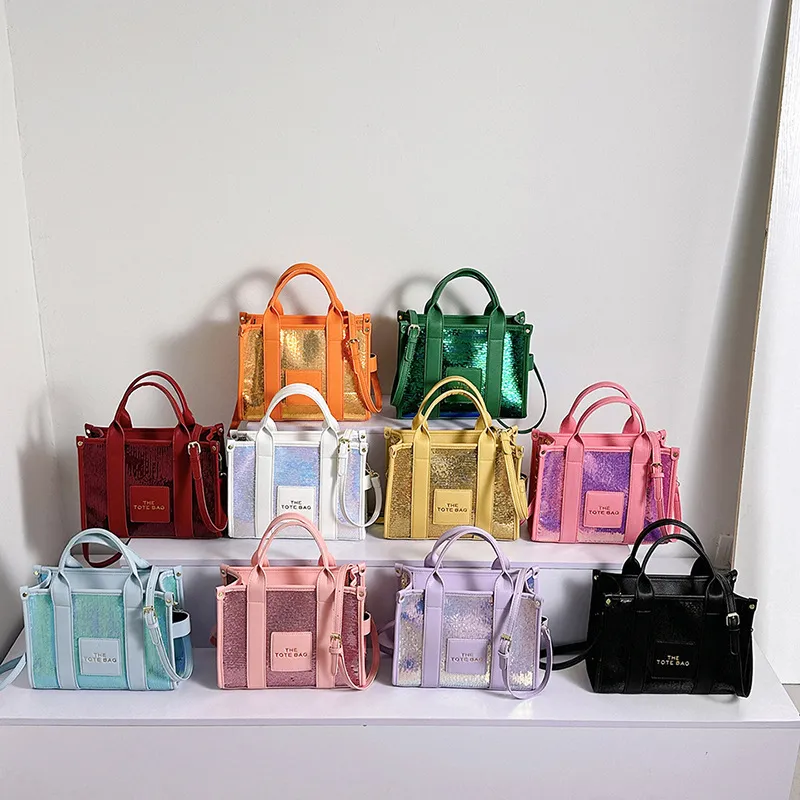 Women Fashion Sequin Large Capacity Zipper Shoulder Crossbody Bag