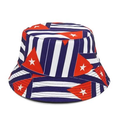 Unisex Fashion Double-Sided Geometric Flag Printing Bucket Hats