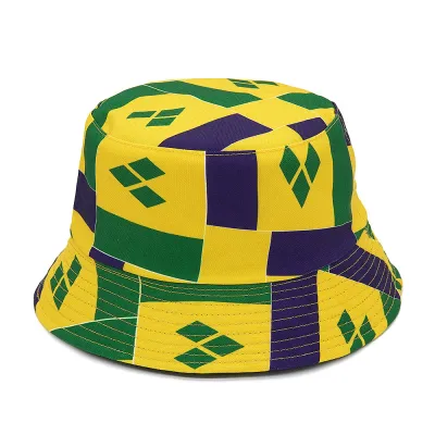 Unisex Fashion Double-Sided Geometric Flag Printing Bucket Hats