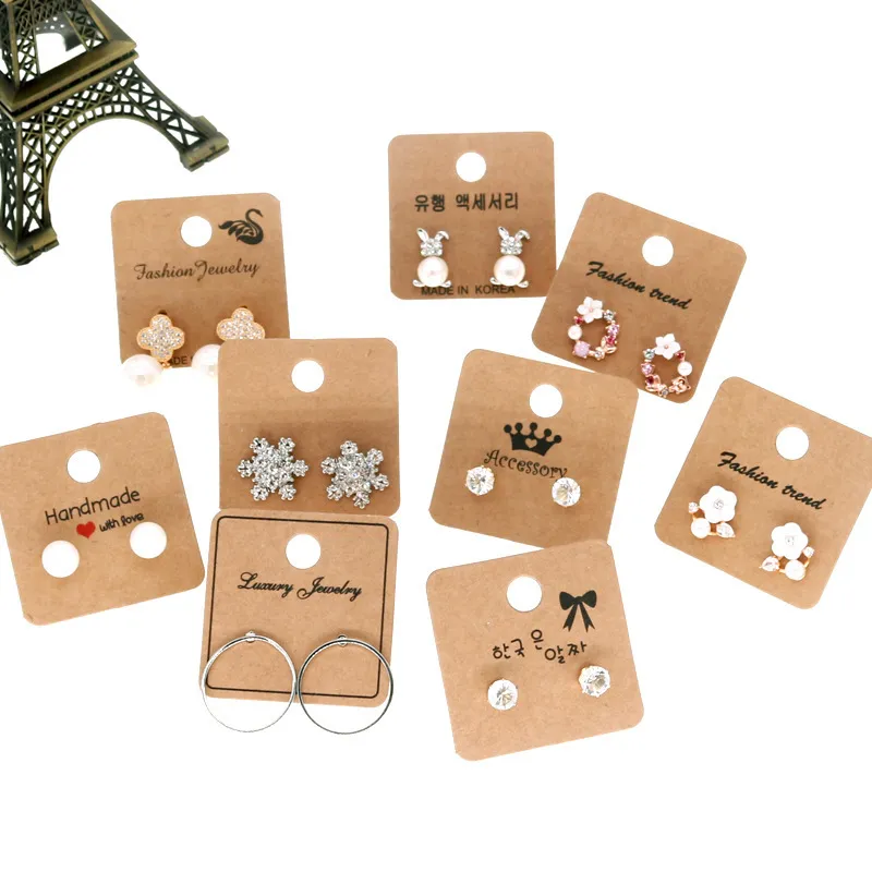 100Pcs Fashion Multi Pattern Earring Jewelry Packaging Display Card Plastic 4x4 cm