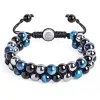 8MM Blue Tiger Eye Black Magnet Black Glass