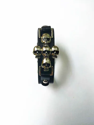 Men's Retro Punk Skull PU Leather Bracelet