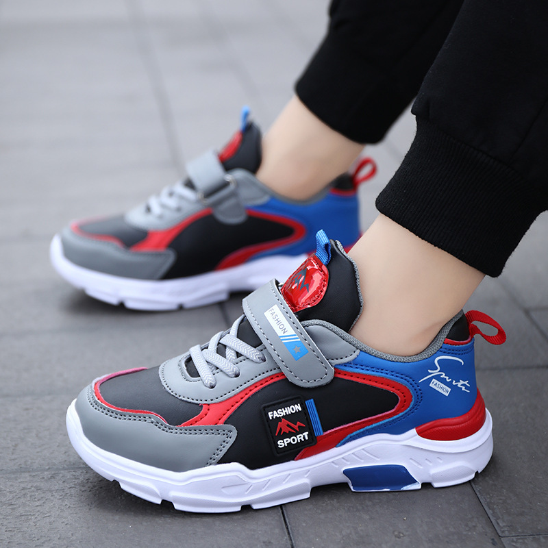 Wholesale Kids Boys Fashion Casual Pu Color Matching Soft