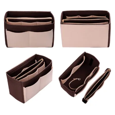 Women Fashion Foldable Felt Inner Cosmetic Storage Bag Cube Handbag