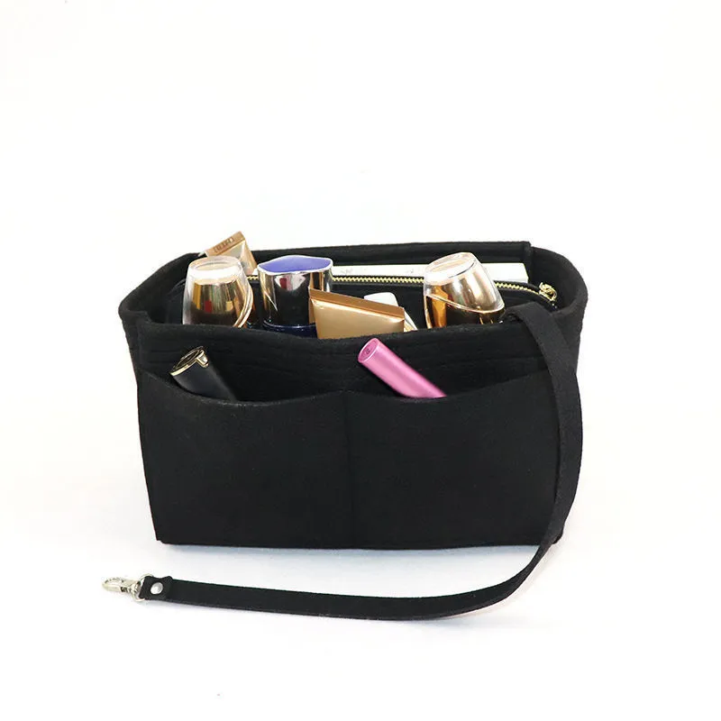Women Fashion Foldable Felt Inner Cosmetic Storage Bag Cube Handbag