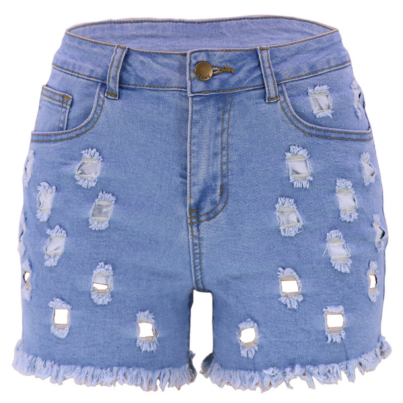 ハーフ・ショートパンツ IONSEOUL Riddle Stitch Bermuda Denim Pants JP5D0052 Wholesale Women Fashion Casual Hole Denim Shorts