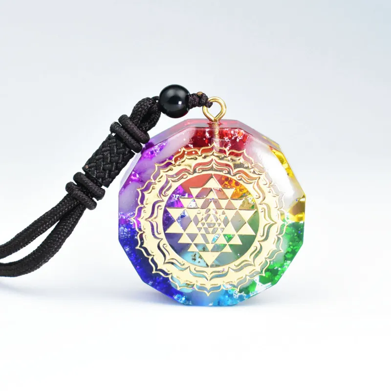 Fashion Colorful Geometric Resin Acrylic Unisex Pendant Necklace