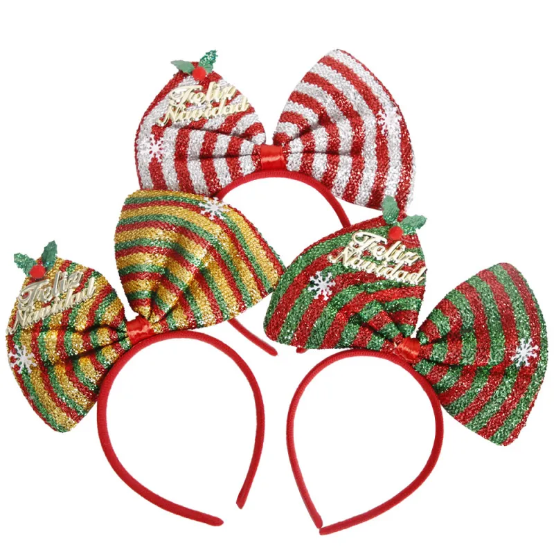 Kids Christmas Party Bow Headband Accessories for Holiday Festivals