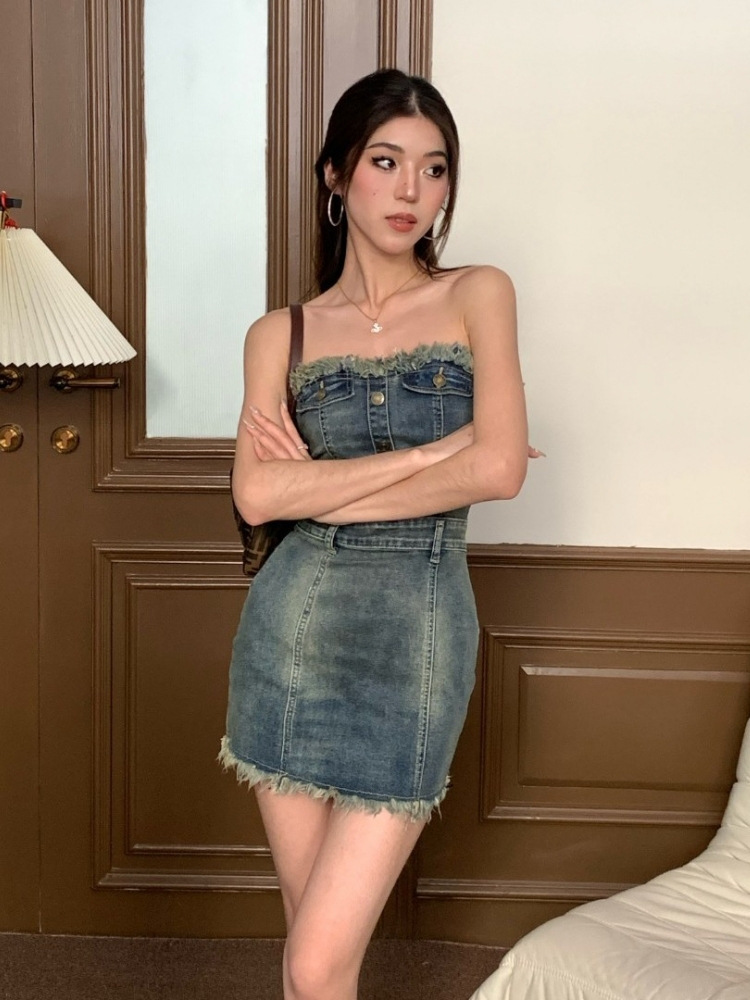 Short sexy jeans dress - 60520 - ShopperBoard