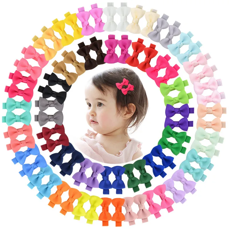 Kids Girls Sweet Candy Color Bow Duckbill Hairpin Cloth Accessories