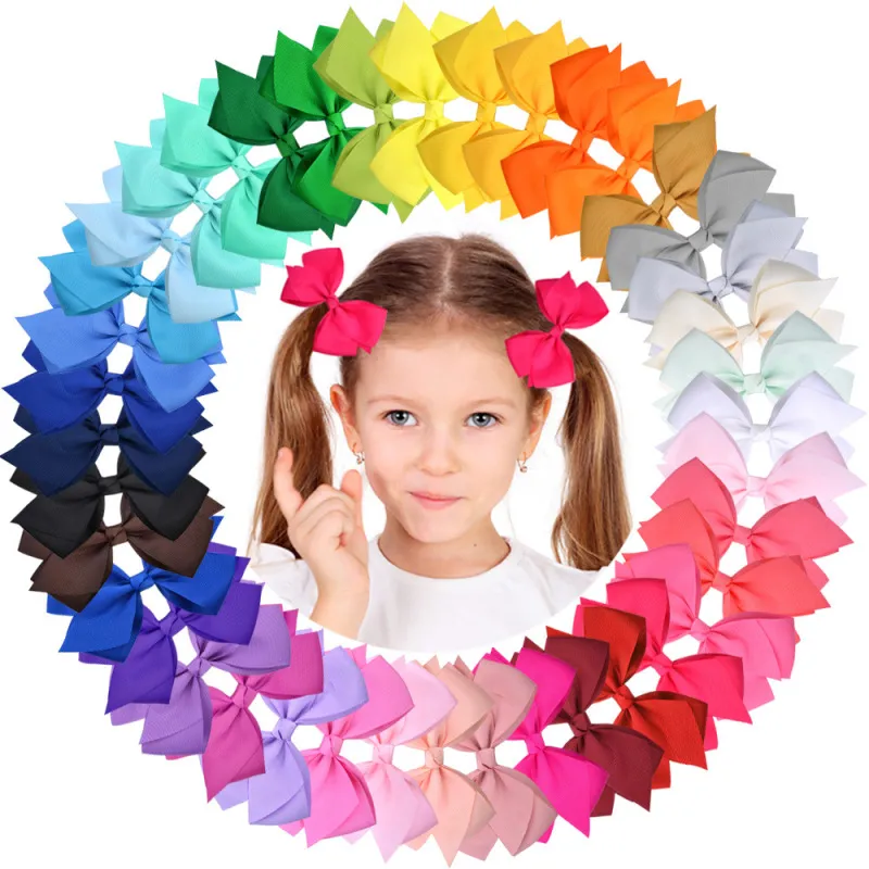Kids Girls Sweet Candy Color Plaid Rib Bow Duckbill Hairpin Hair Accessories