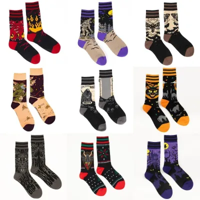 Couple Fashion Vintage Gothic Style Jacquard Mid-Calf Cotton Socks