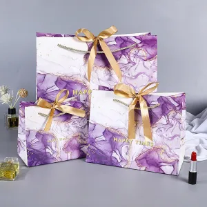 Fashion Purple Printing Packaging Shopping Paper Bag