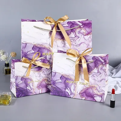 Fashion Purple Printing Packaging Shopping Paper Bag