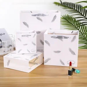 Fashion Feather Printing Packaging Shopping Paper Bag