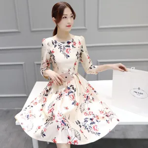 Petite Women Elegant Office Chic Floral Swing Dress