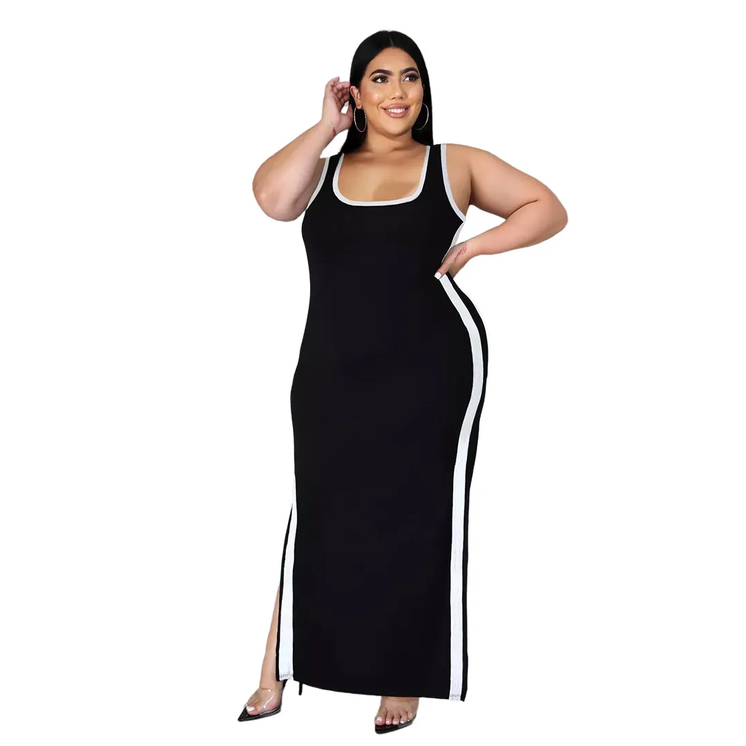 Wholesale Plus Maxi Dresses Stripe Dress Fashionable Casual Short