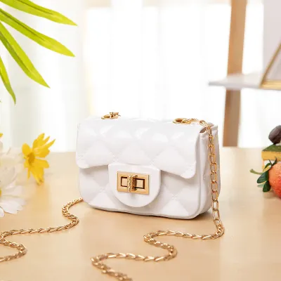 Women Fashion Simple Solid Color Flap Metal Buckle Mini Chain Shoulder Crossbody Bag
