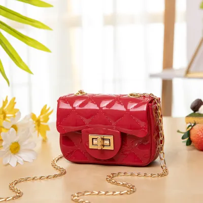 Women Fashion Simple Solid Color Flap Metal Buckle Mini Chain Shoulder Crossbody Bag