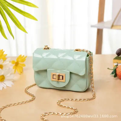 Women Fashion Simple Solid Color Flap Metal Buckle Mini Chain Shoulder Crossbody Bag