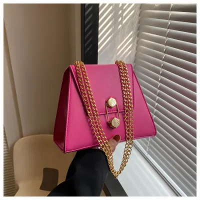 Women Fashion Urban Simplicity PU Latch Flap Chain Mini Shoulder Bag