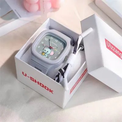 Unisex Cute Silicone Luminous Sport Square Elephant Dial Watch
