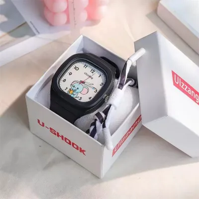 Unisex Cute Silicone Luminous Sport Square Elephant Dial Watch
