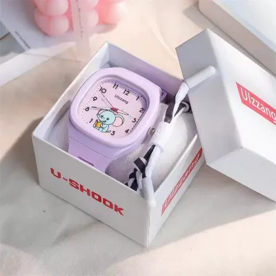 Unisex Cute Silicone Luminous Sport Square Elephant Dial Watch