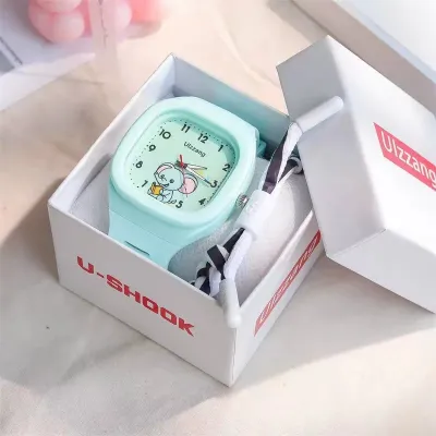 Unisex Cute Silicone Luminous Sport Square Elephant Dial Watch