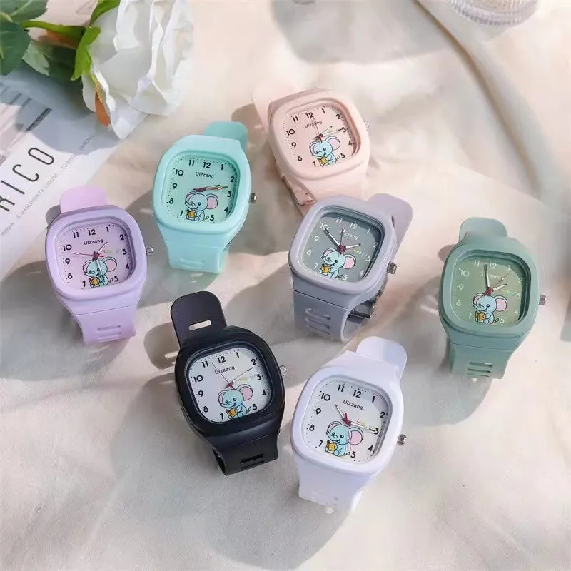 Unisex Cute Silicone Luminous Sport Square Elephant Dial Watch