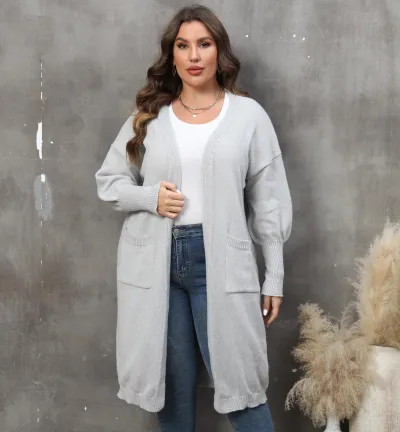 Casual Women Plus Size Deer Plush Street Hipster V-Neck Long Sleeve Cardigan Coat