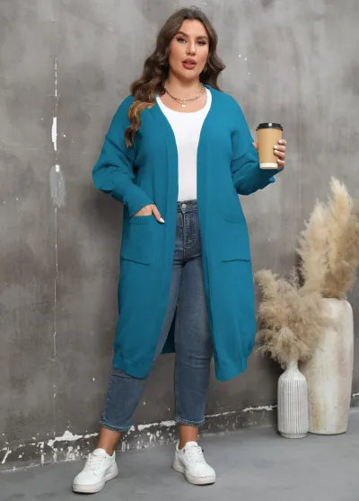 Casual Women Plus Size Deer Plush Street Hipster V-Neck Long Sleeve Cardigan Coat