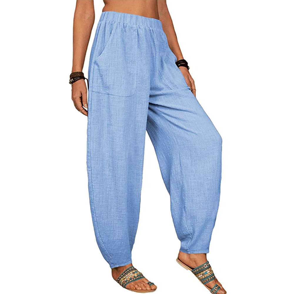 Wholesale Women Fashion Casual Cotton Linen Solid Color