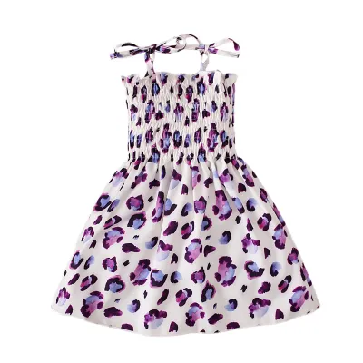 Kids Toddler Girls Summer Casual Pineapple Butterfly Dinosaur Leopard Print Sleeveless Strap Tube Top Dress