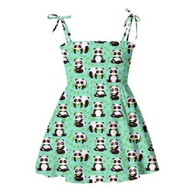Kids Toddler Girls Summer Casual Pineapple Butterfly Dinosaur Leopard Print Sleeveless Strap Tube Top Dress