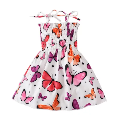 Kids Toddler Girls Summer Casual Pineapple Butterfly Dinosaur Leopard Print Sleeveless Strap Tube Top Dress