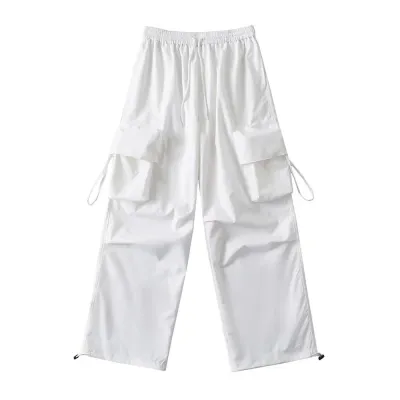 Women Casual Solid Color Loose Cargo Jogger Pants